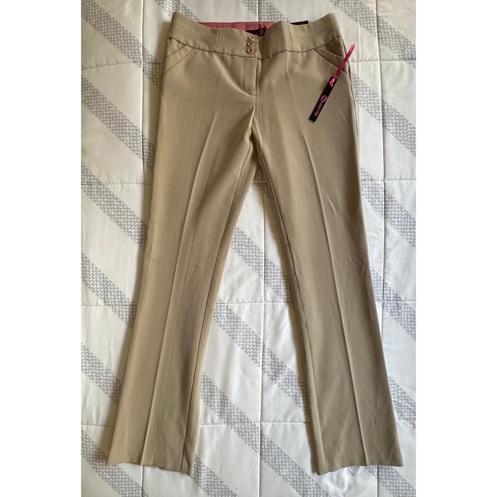 Y2K Flirtatious Tan Khaki Dress Pants Womens 7 Mid Rise Straight‎ Leg NWT